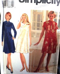 7114 SIMPLICITY BACK TIED FLARE DRESS SLEEVES/ COLLAR OR NOT PATTERN 8-12 UNCUT